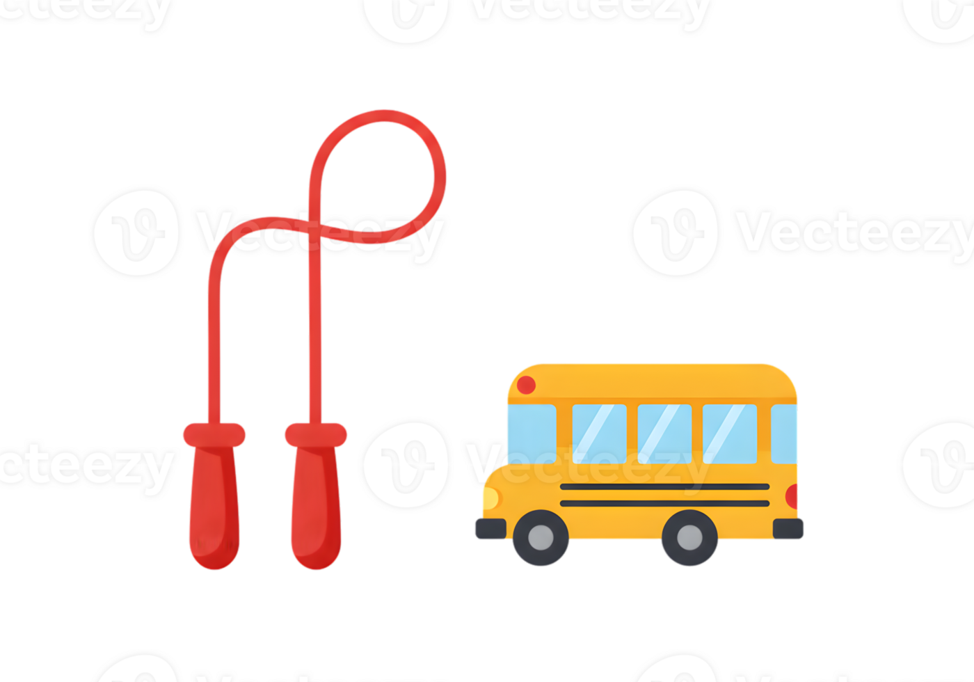 Red Jump Rope And Yellow School Bus Illustration png