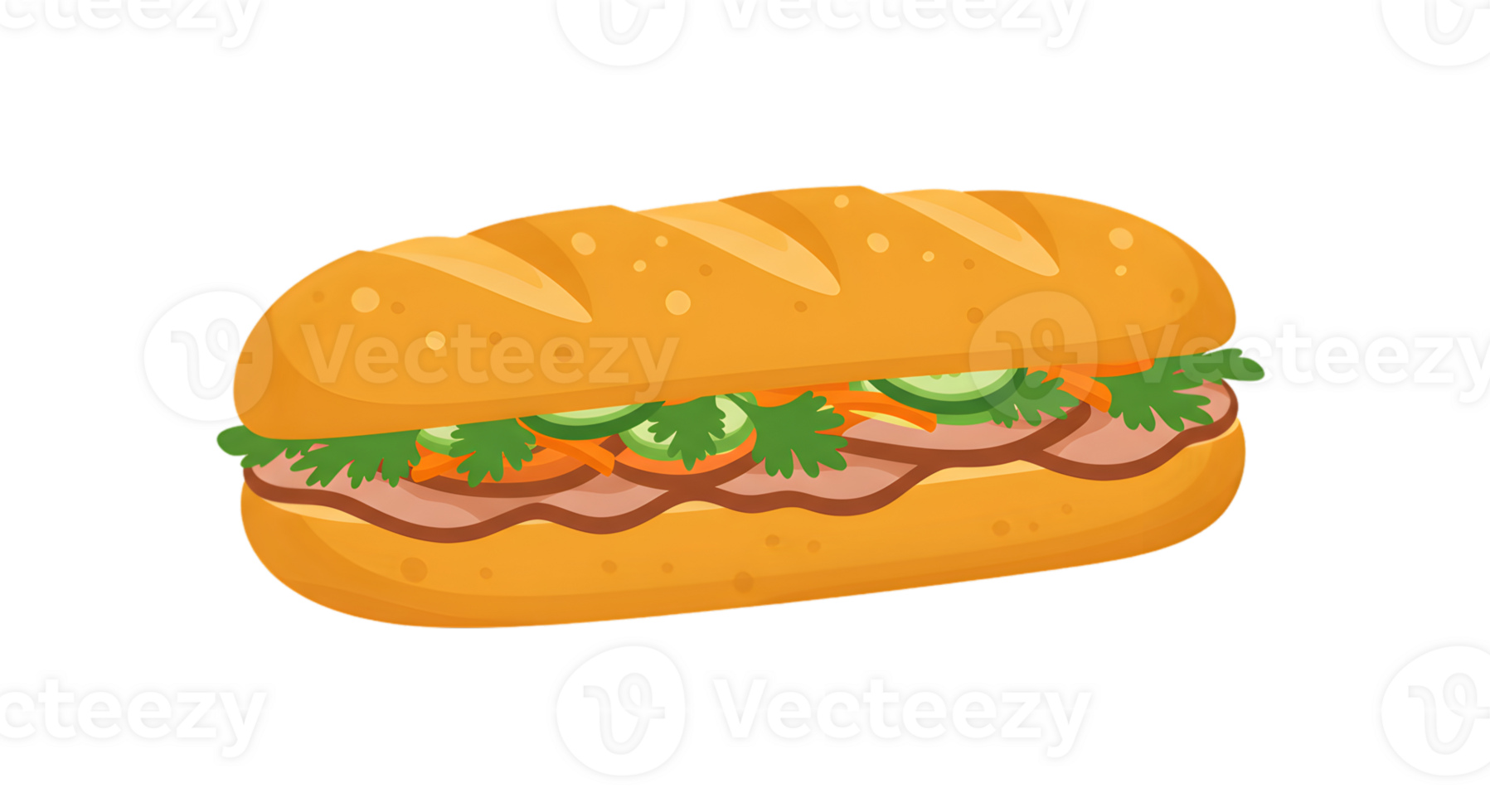 Pixel Art Vietnamese Banh Mi Sandwich png