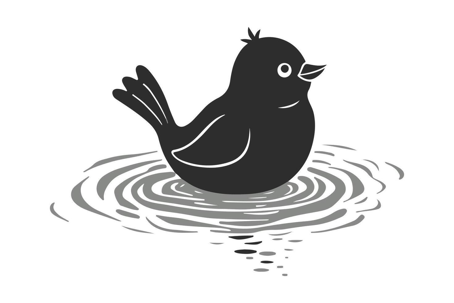 Bird swiming with water Black color vector