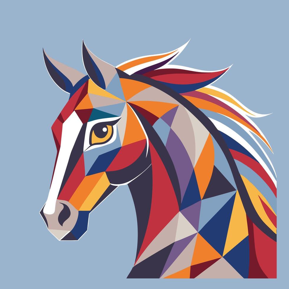 Geometric polygonal silhouette of horse head. Year of the Horse. Greeting card. Illustration. vector