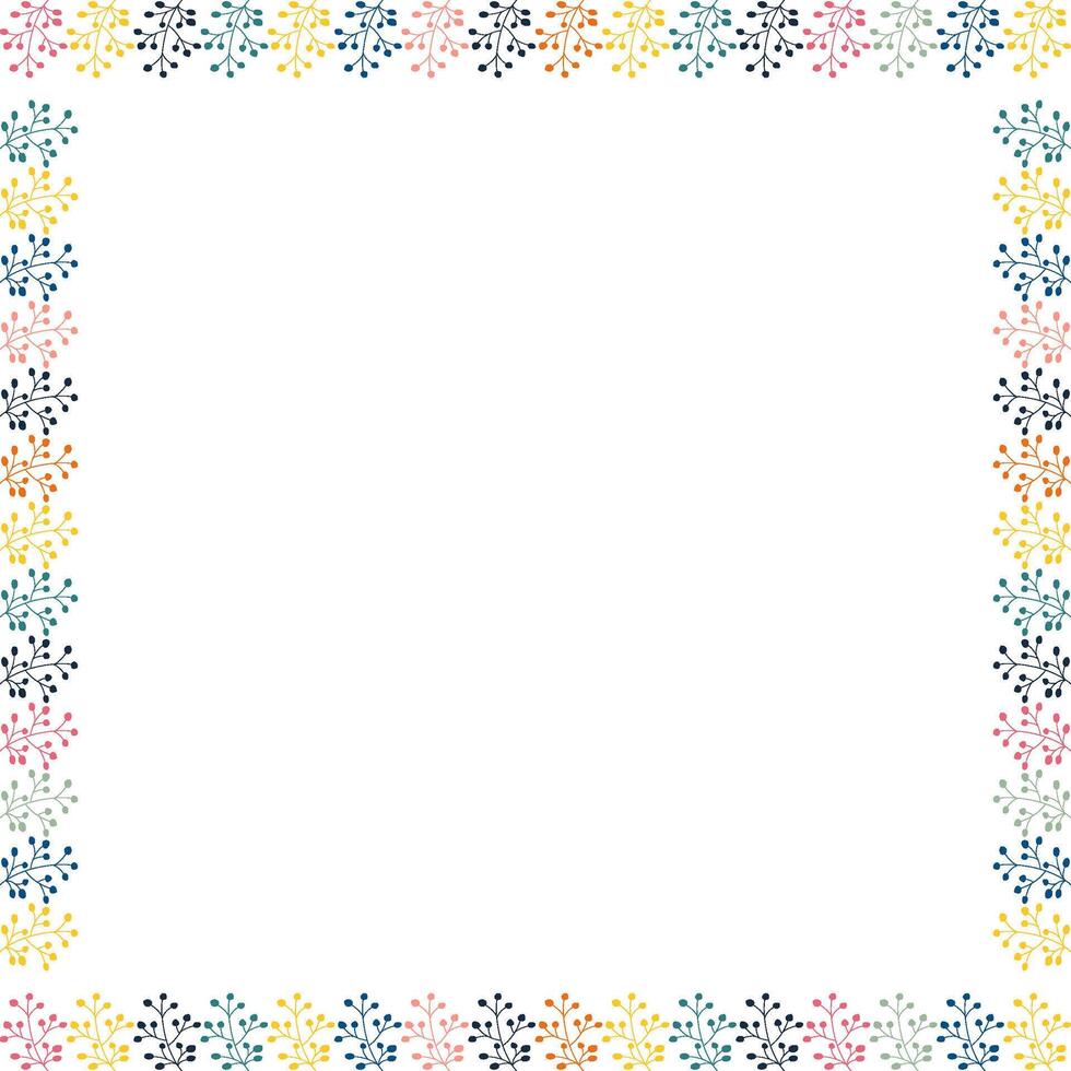 Frame template with spring plant decoration. Colorful branches element with empty space for your text vector