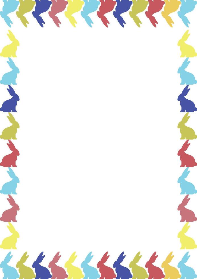 Easter bunny empty template. Easter rabbit in an empty frame. Spring Easter bunny rabbit silhouettes vector