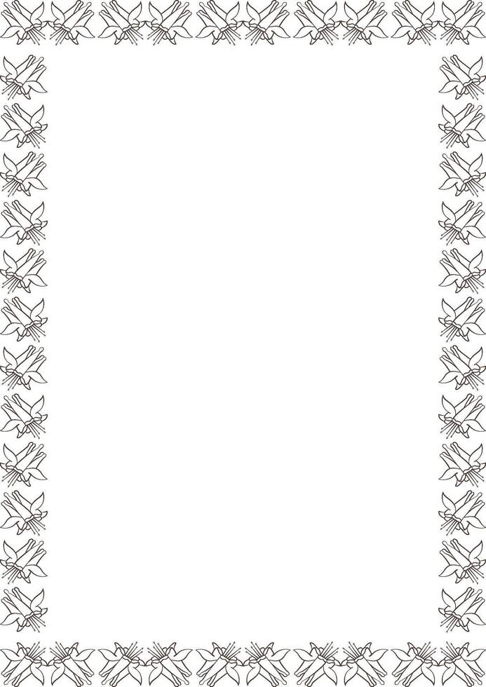 Flourish frame with blooming buds. Cute Aquilegia flower empty frame box vector