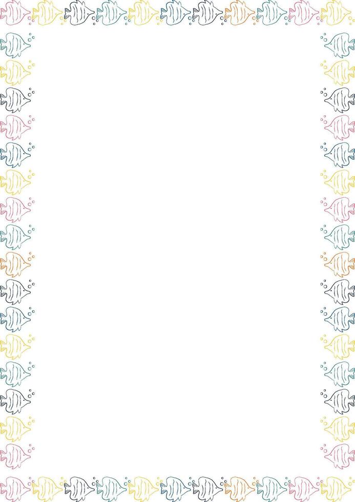 Colorful fish frame. Childish hand drawn frame design with empty space for your text vector