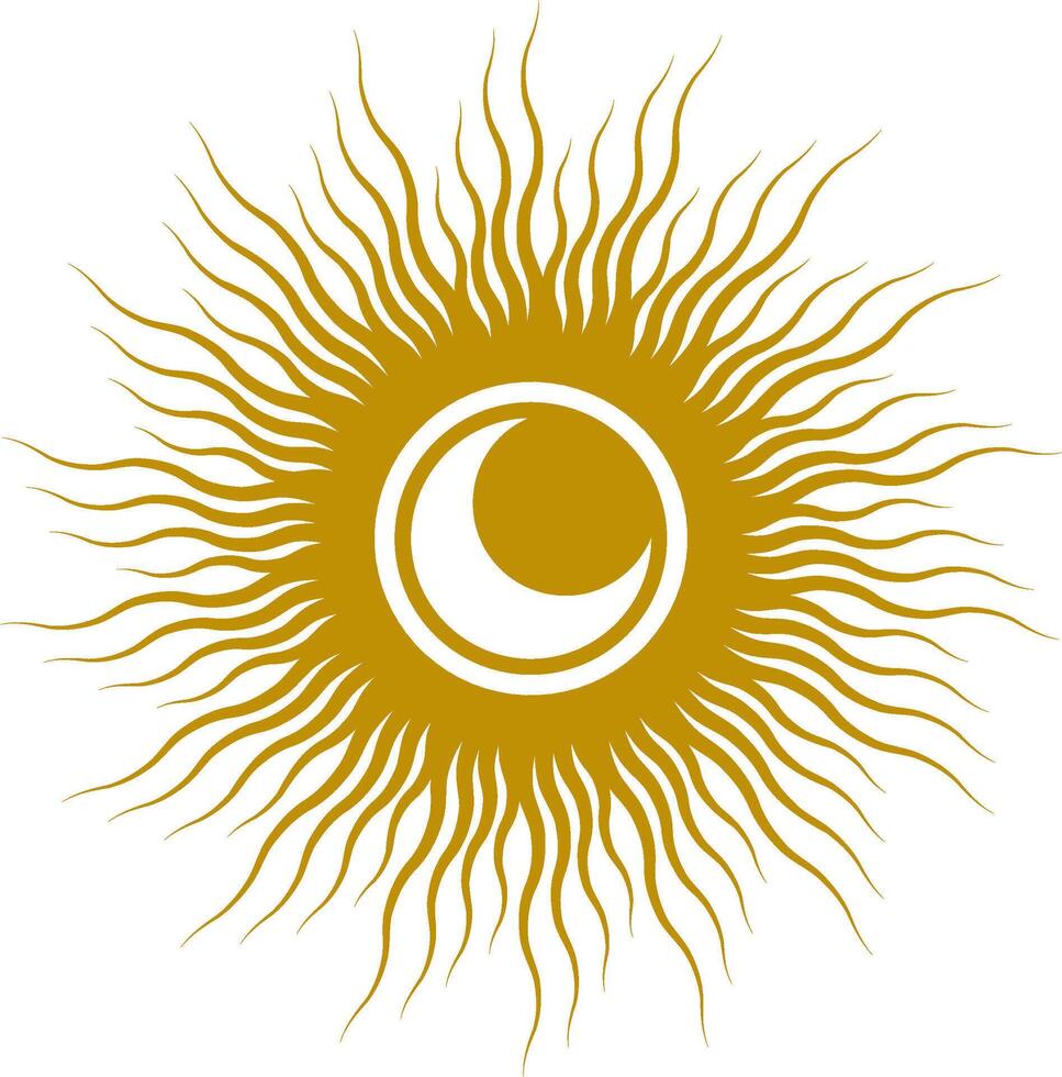 Sun and moon concept of esoteric elements. Ramadan linear icon symbol. Tarot witchcraft vector