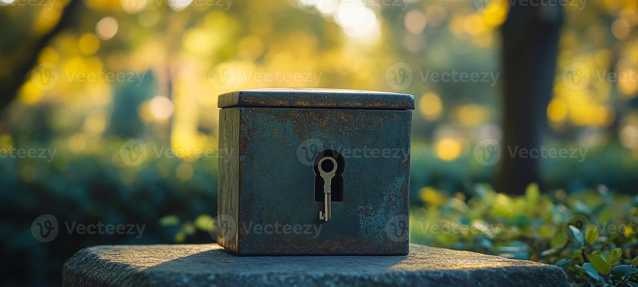 A small box with a key on top photo