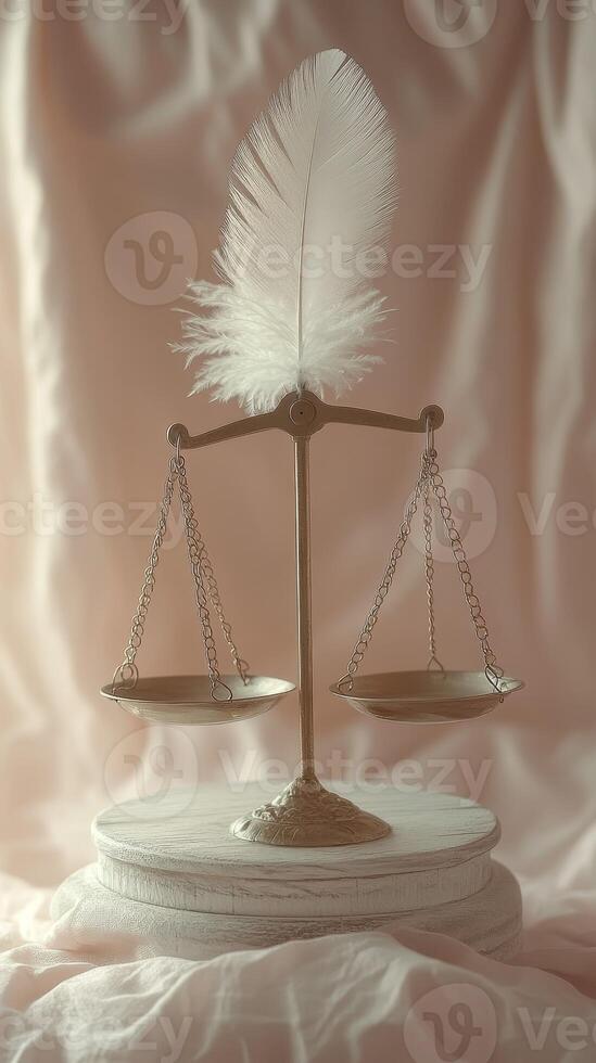 A feather on top of a scale with a feather on it photo