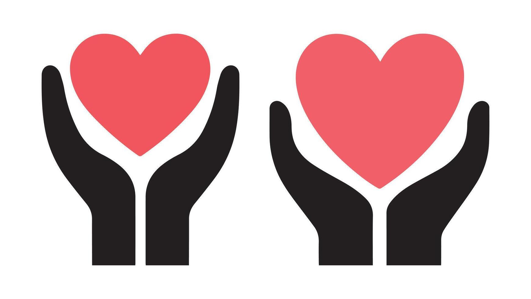 Abstract hands holding hearts Icon or Logo Design Template vector