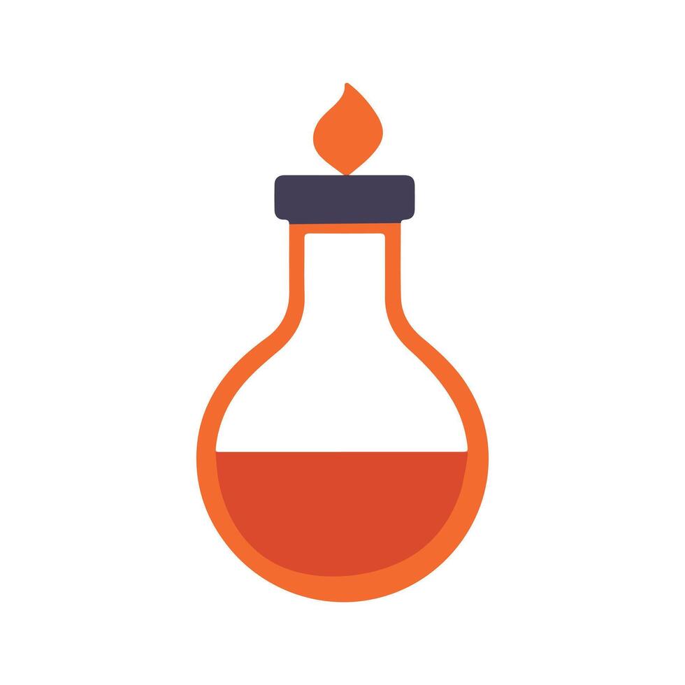 Abstract red flask with a flame Icon or Logo Design Template vector