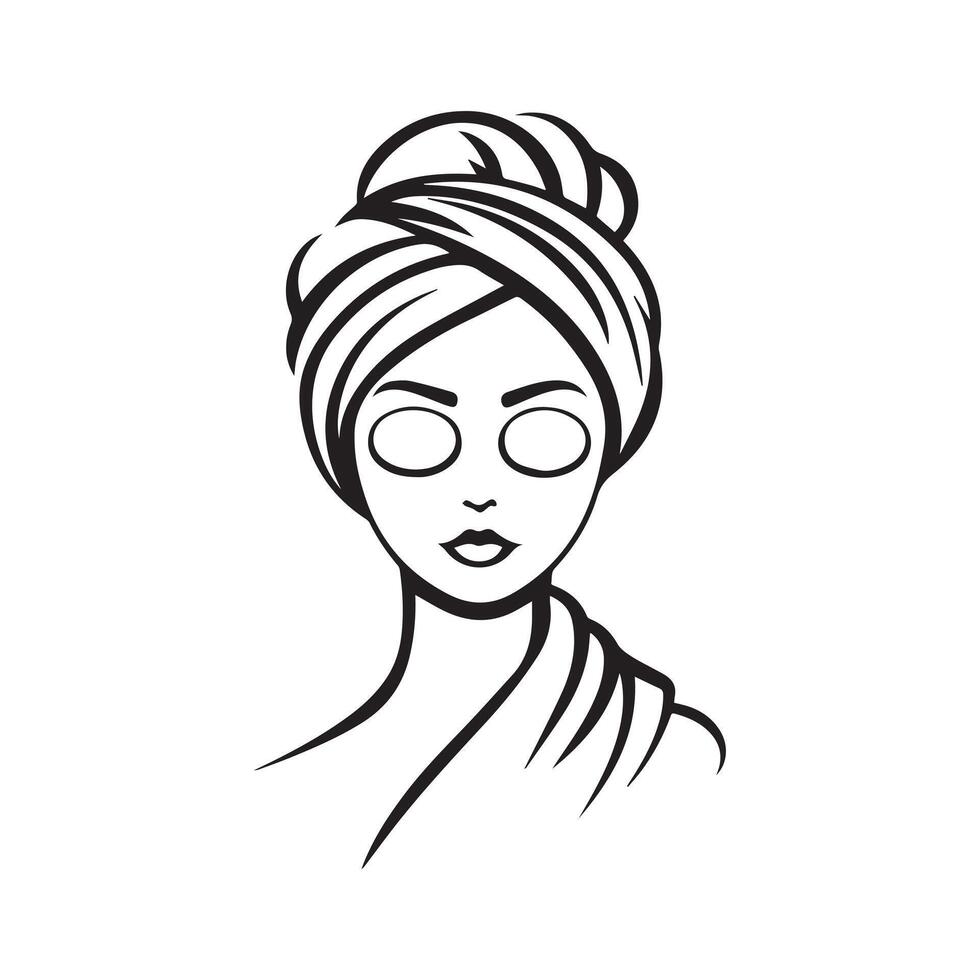 Abstract woman with a towel on her head Icon or Logo Design Template vector