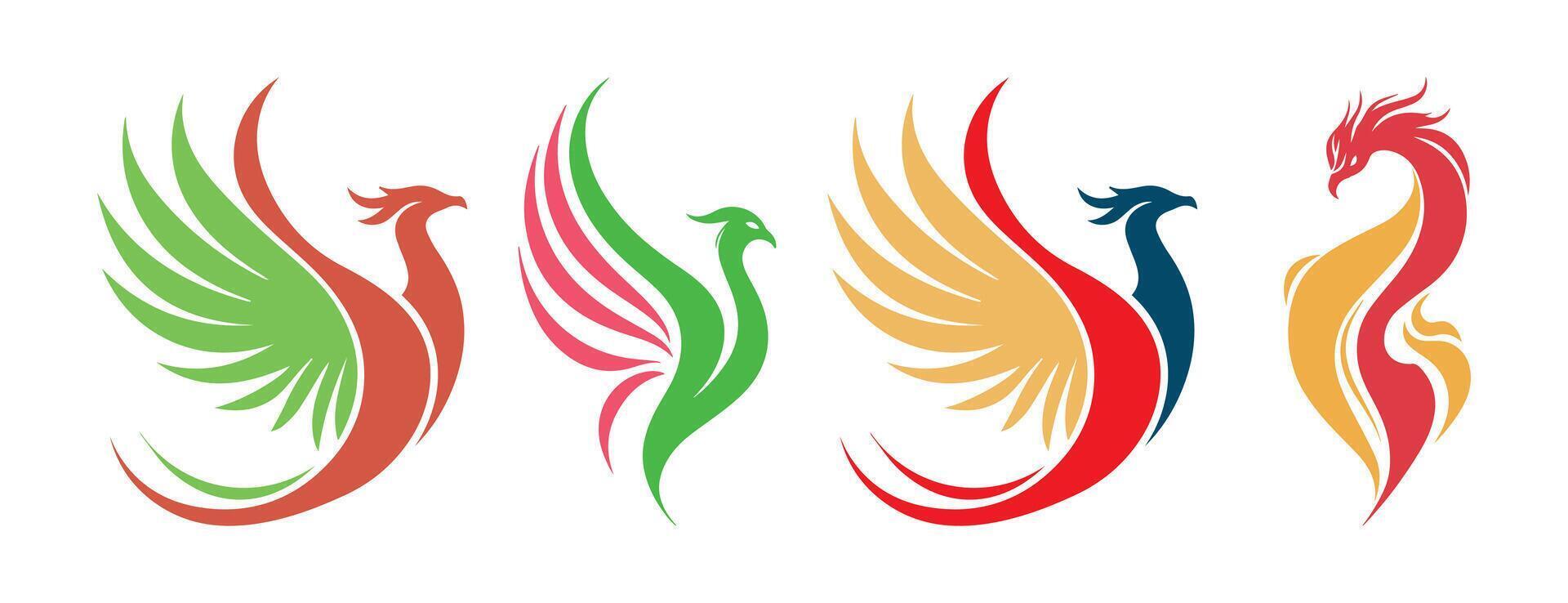 Abstract phoenix illustrations Icon or Logo Design Template vector