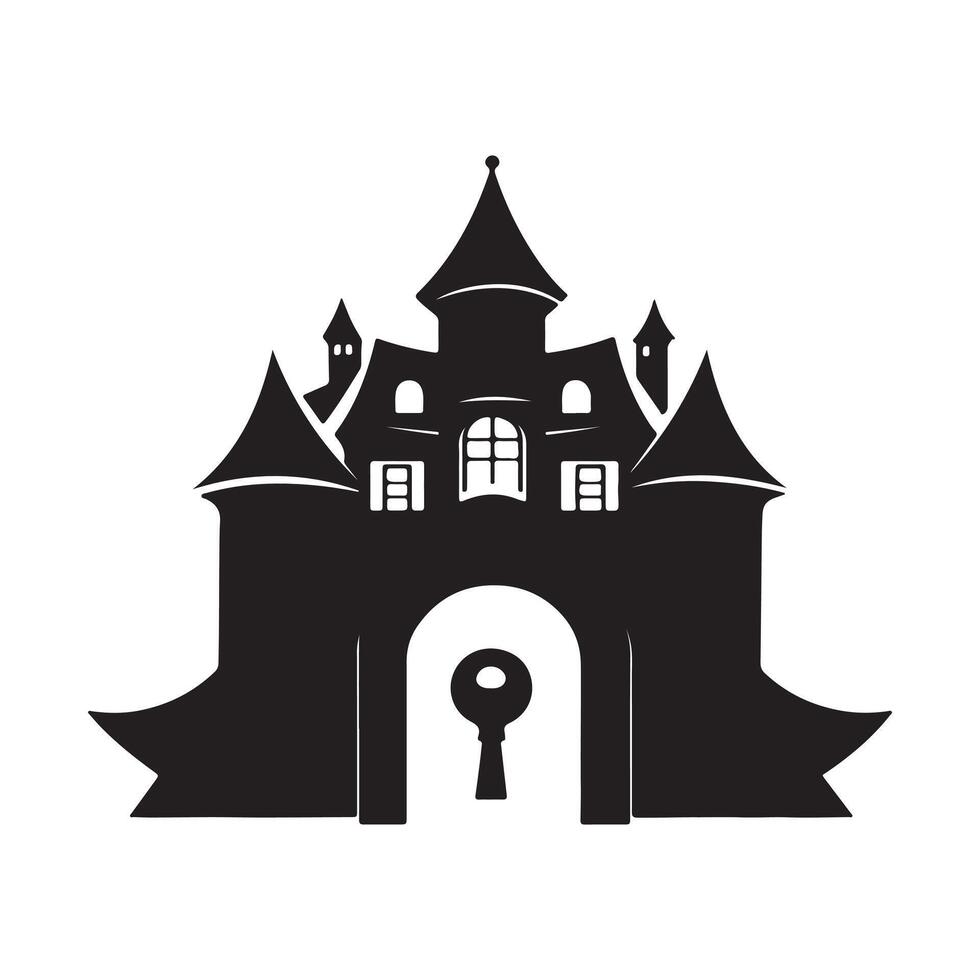 Abstract black castle silhouette Icon or Logo Design Template vector