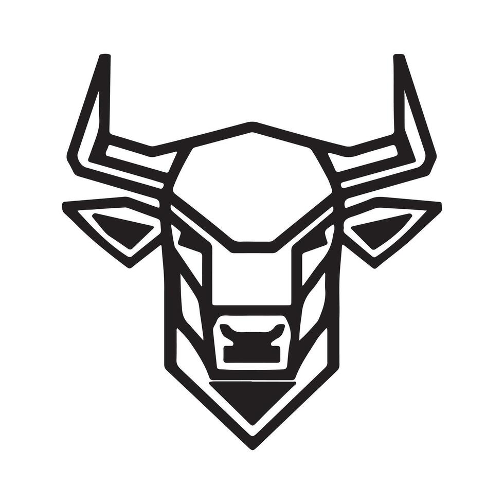 Abstract Black stylized bull head Icon or Logo Design Template vector