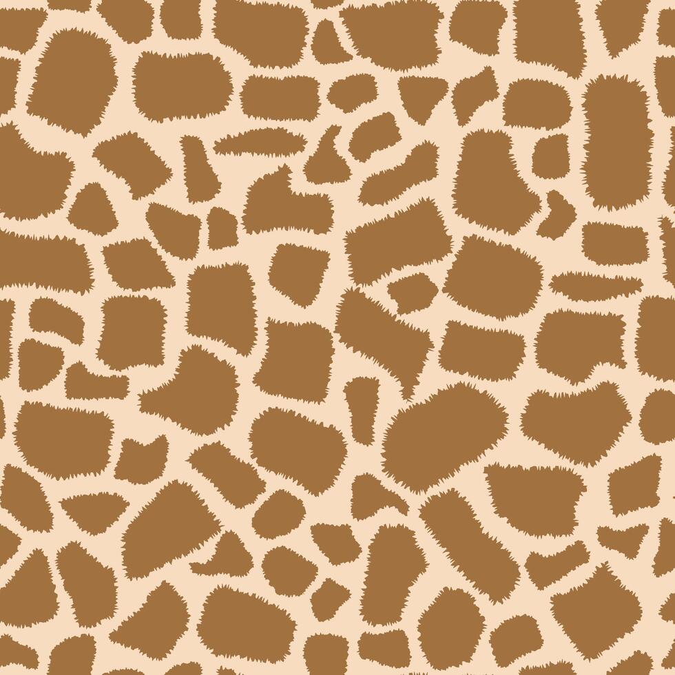Seamless animalistic giraffe skin pattern. Fashionable brown fluffy background. Hand drawn animal texture for print, textile, fabric, packaging. vector