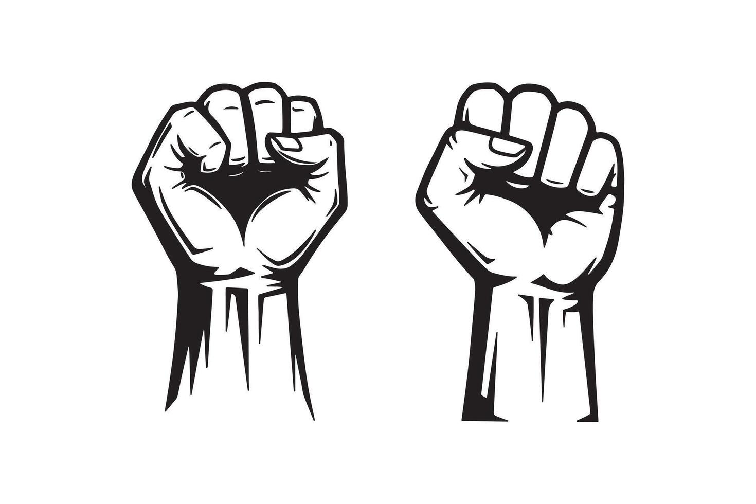 Powerful Raised Fist Icon Design Revolution Fist Silhouette Design vector