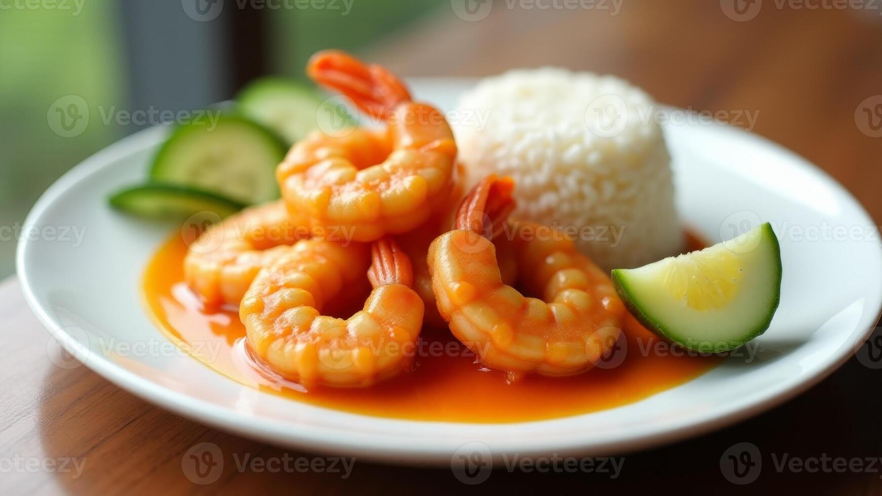 Shrimp, Rice, and Cucumber Plate photo