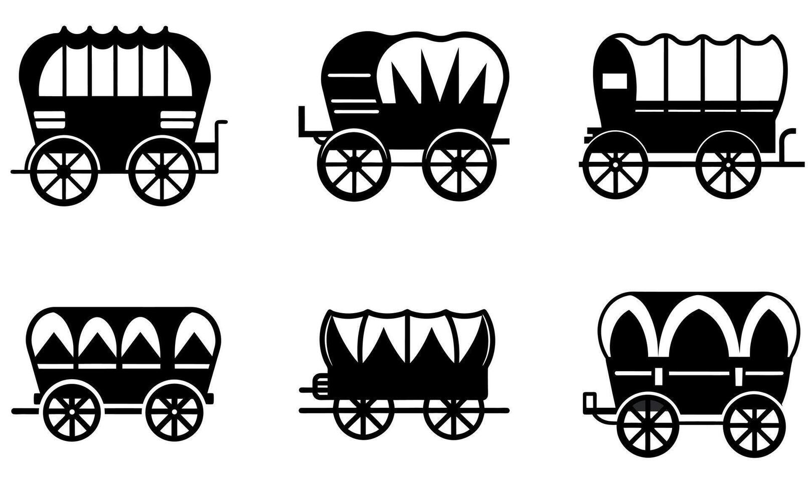 Covered Wagon set Icons vector