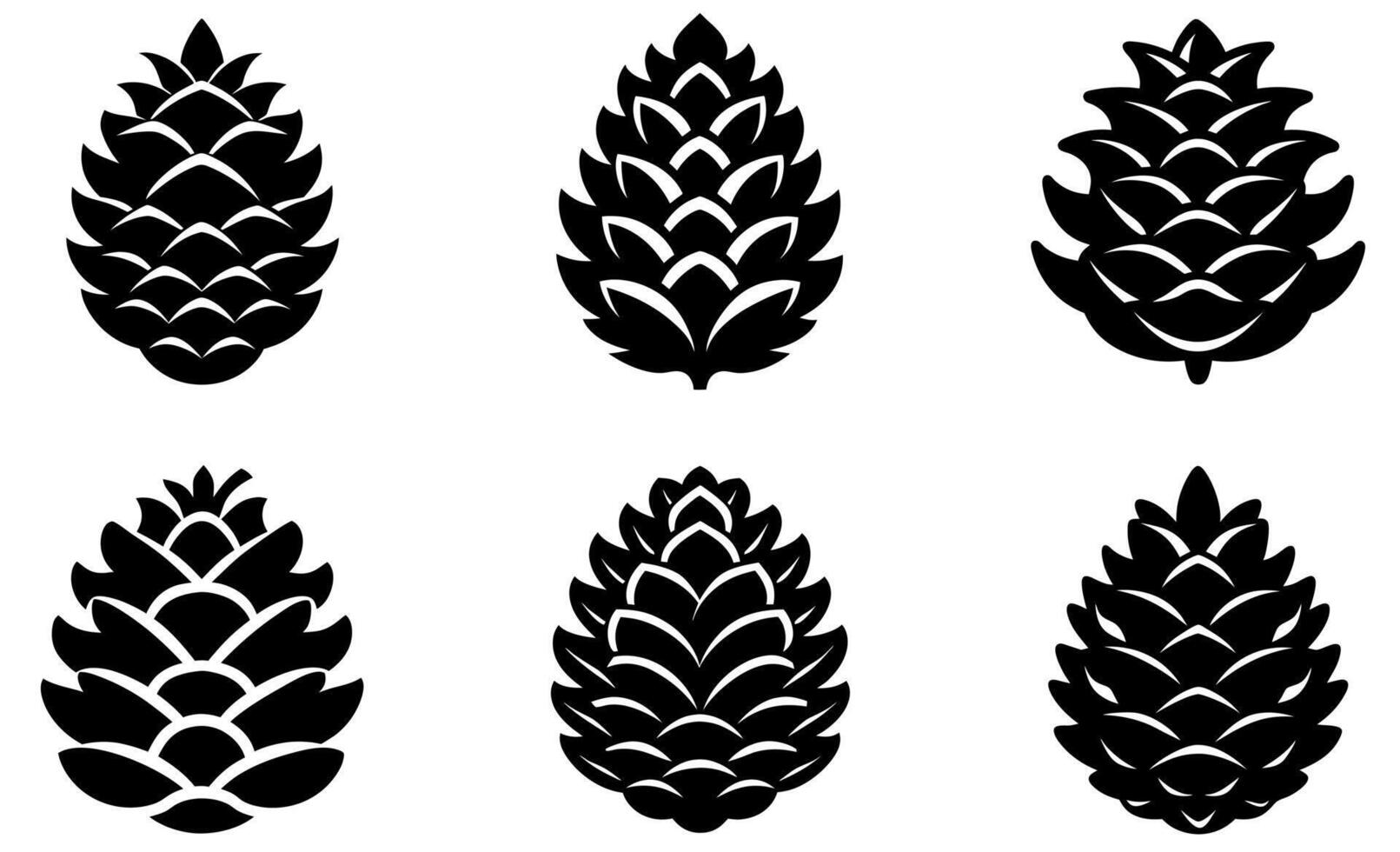 Set of Black Pine Cones vector