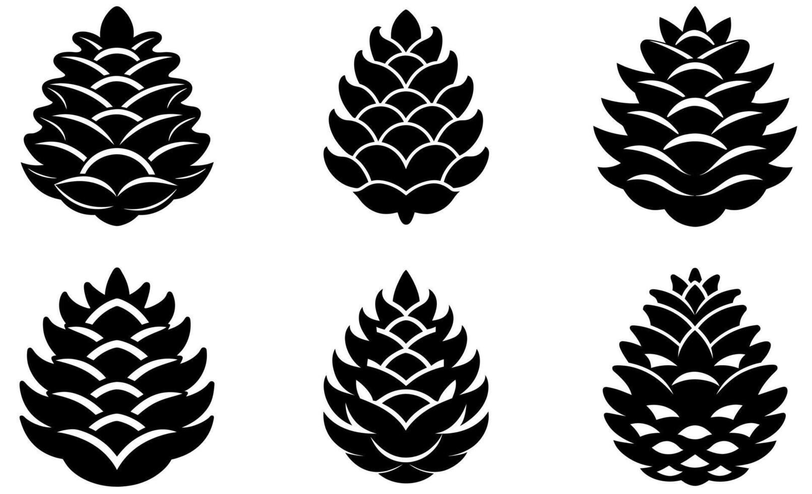 Set of Black Pine Cones design vector