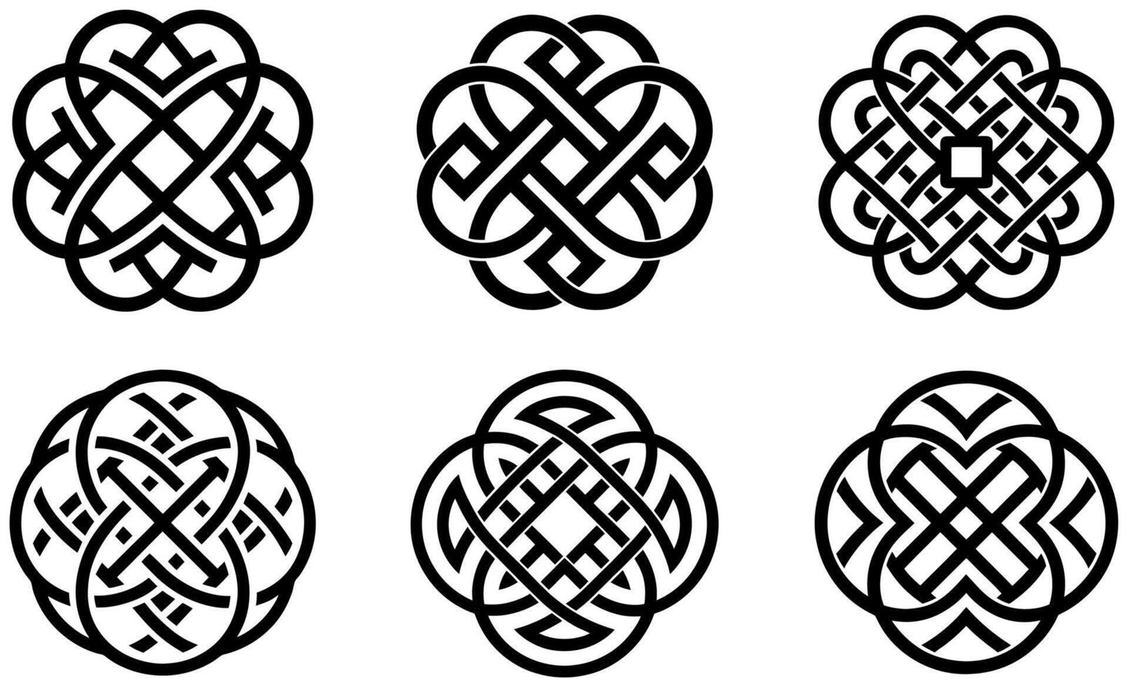 Six Intricate Celtic Knotwork Designs vector