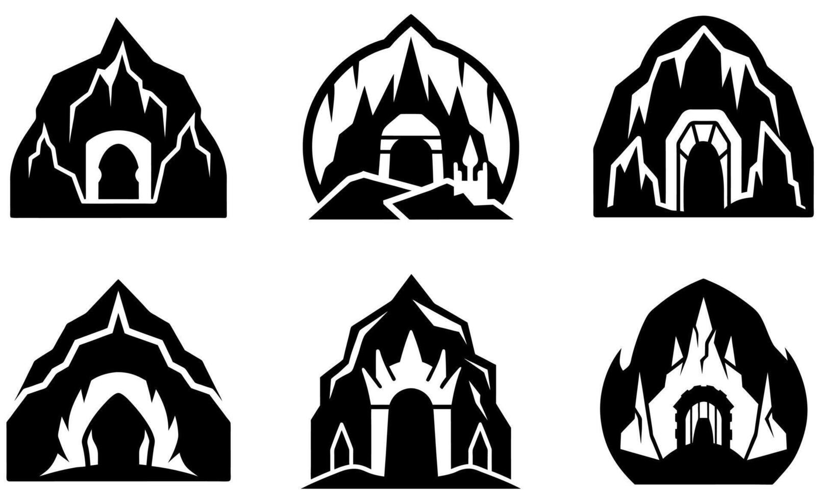 cave or mountain icon set design vector