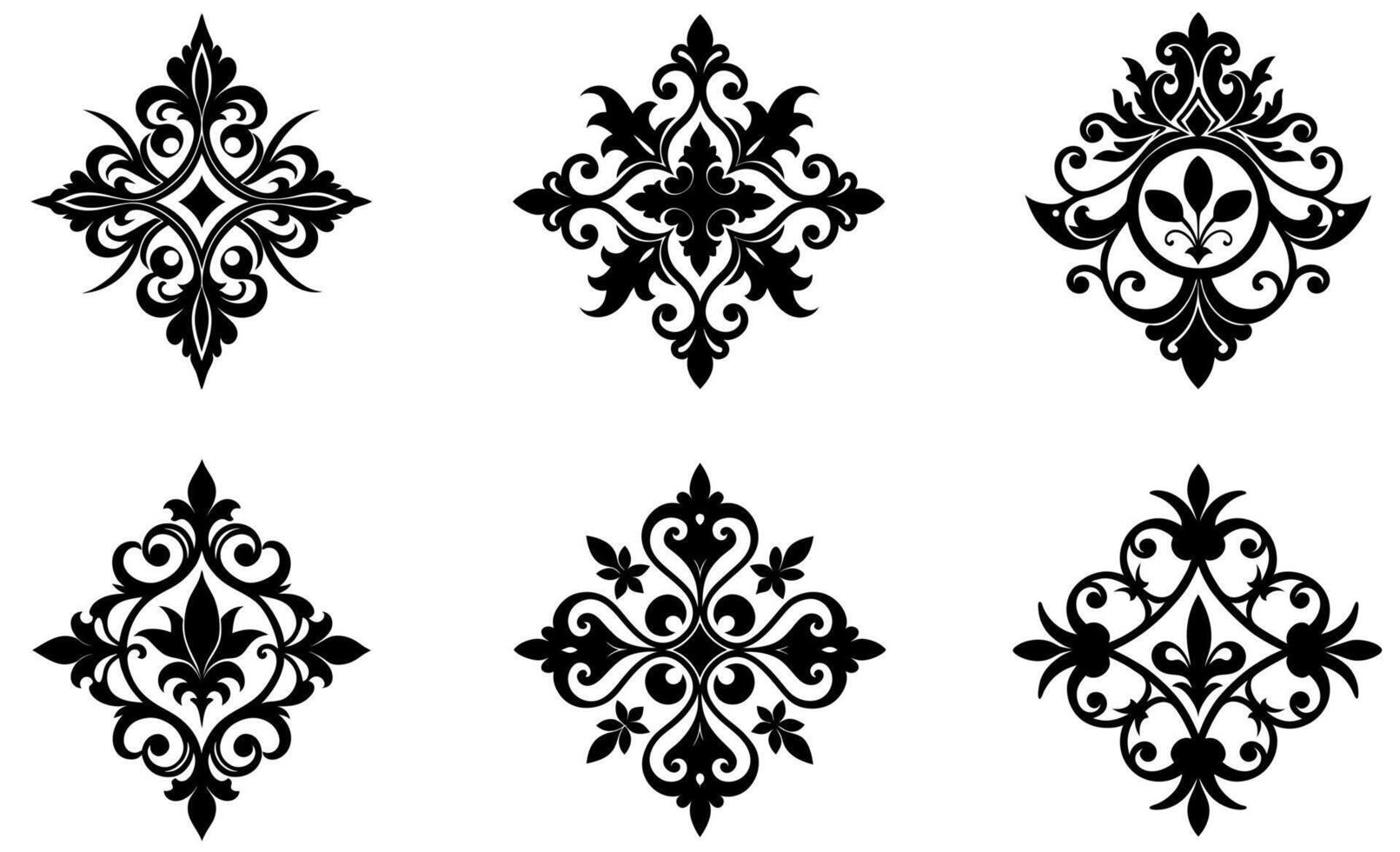 Black and White Damask Ornament design vector