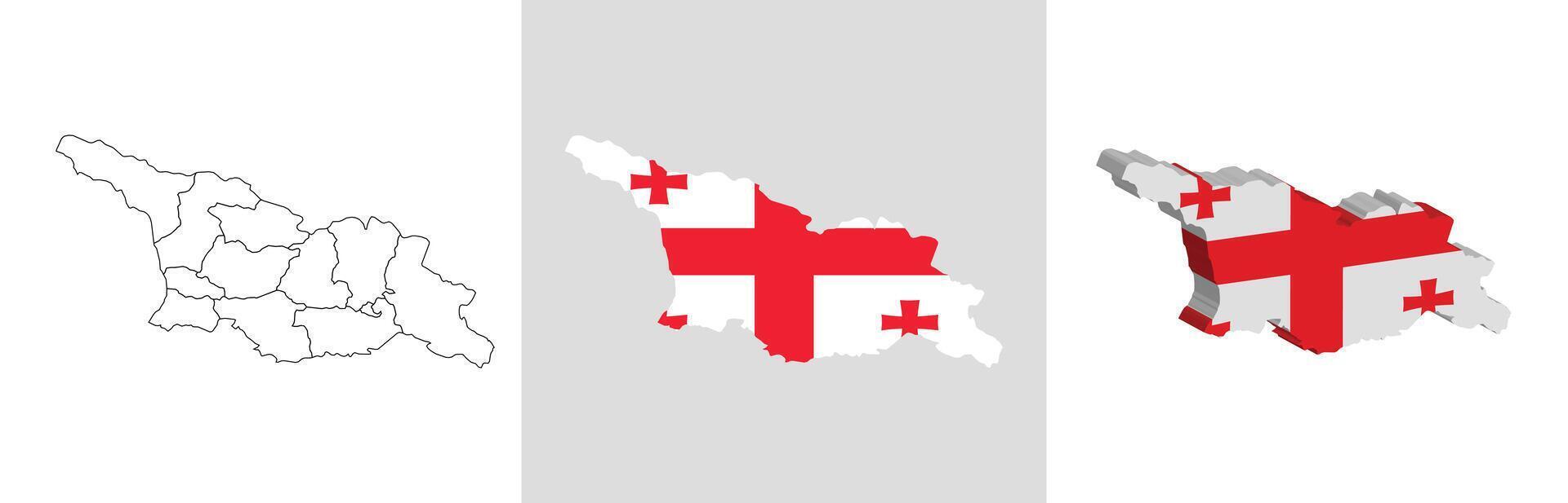 Georgia outline, fill with flag and 3d map vector
