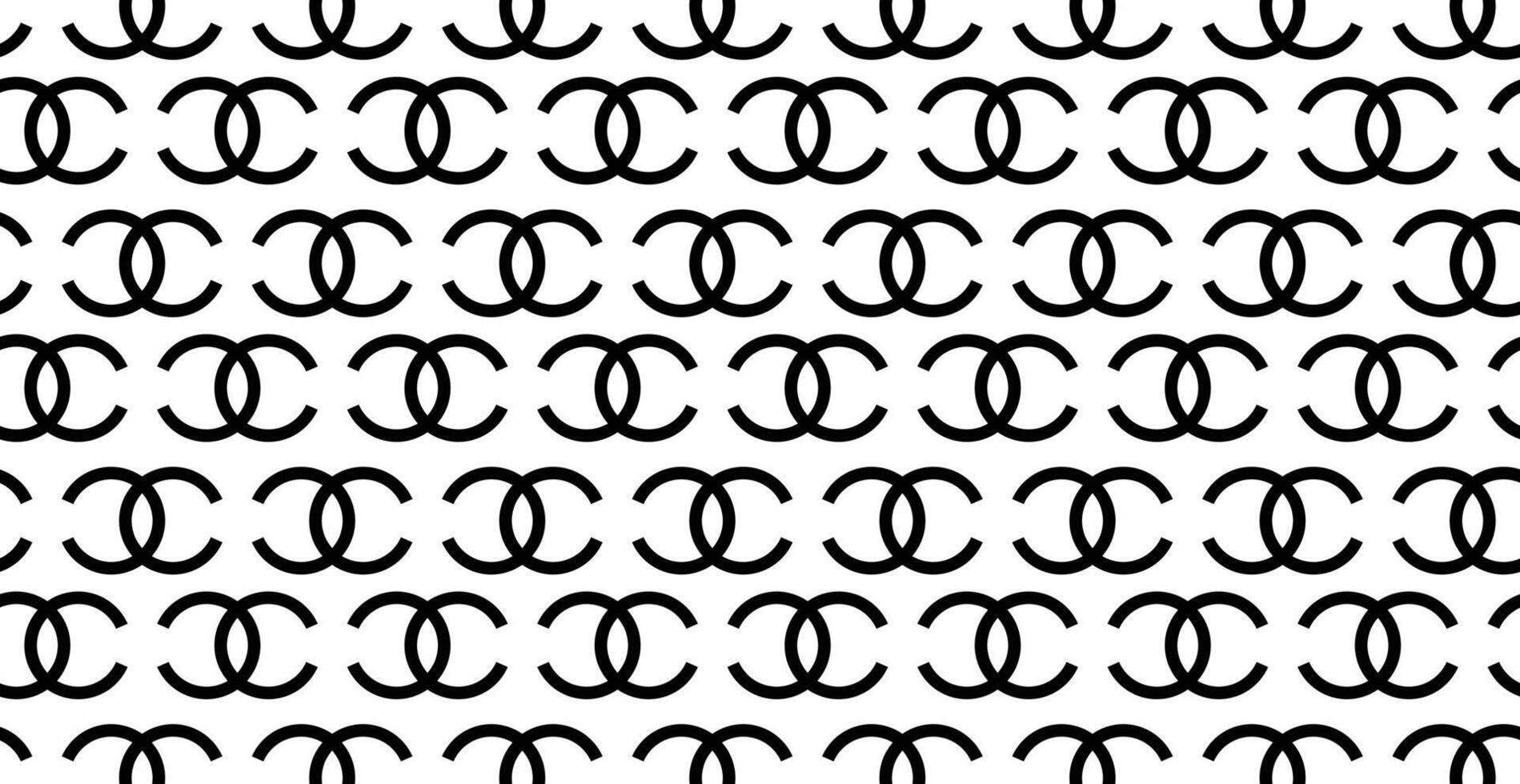 Seamless Chanel Logo Pattern on White Background. vector