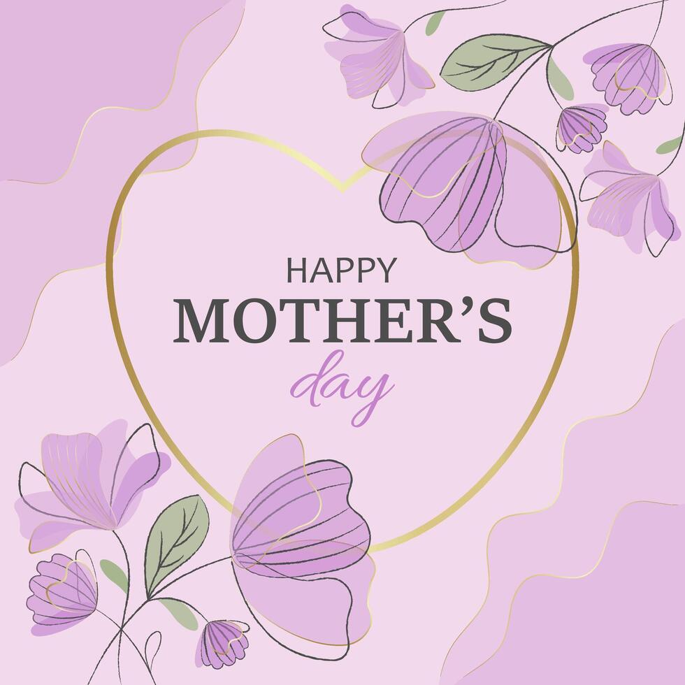 Mother's Day square card in pastel pink tones vector