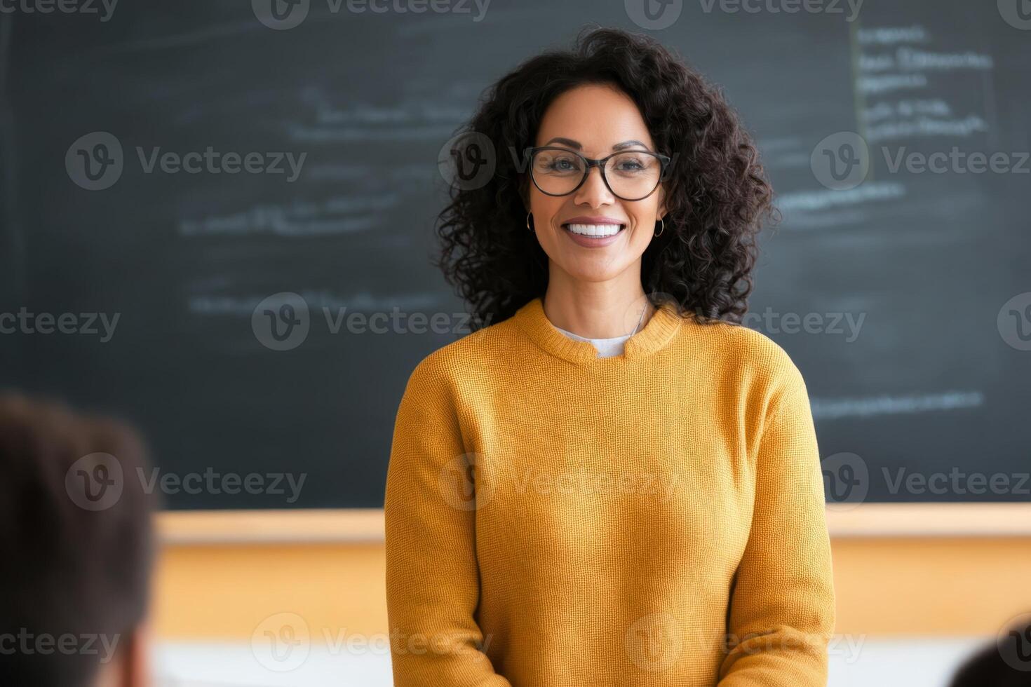 Teacher engages students in a warm classroom setting during a lesson on a sunny afternoon photo