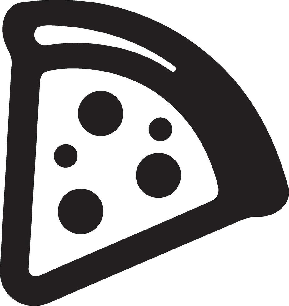 Hand-Drawn Style Pizza Icon in Black Silhouette on White Background vector