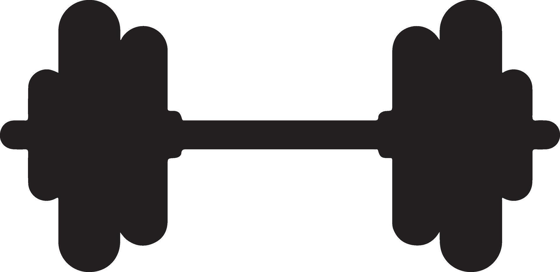 Black Flat Style Dumbbell Logo, Illustration Art on White Background vector