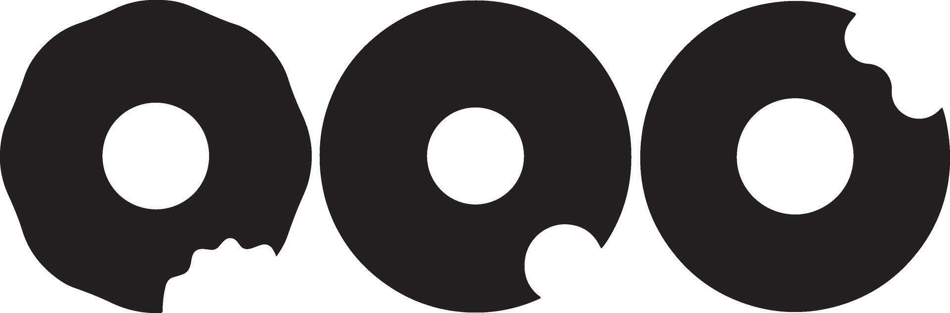 Simple Black Donut Logo Design, Clean White Background vector