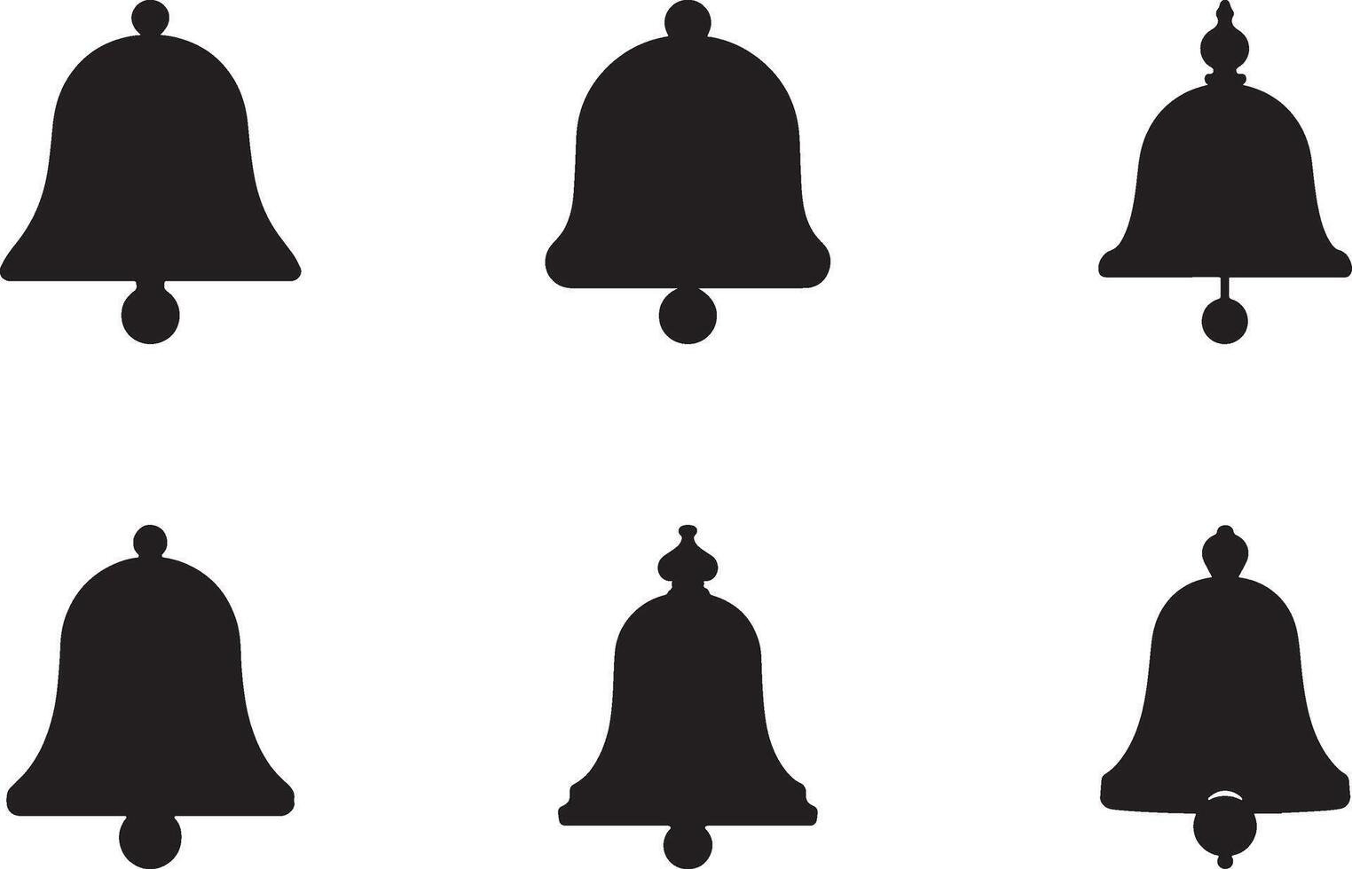 Set of Bell Illustrations in Flat Illustration Style on White Background, Perfect for Icons, Logos, and UI Design vector