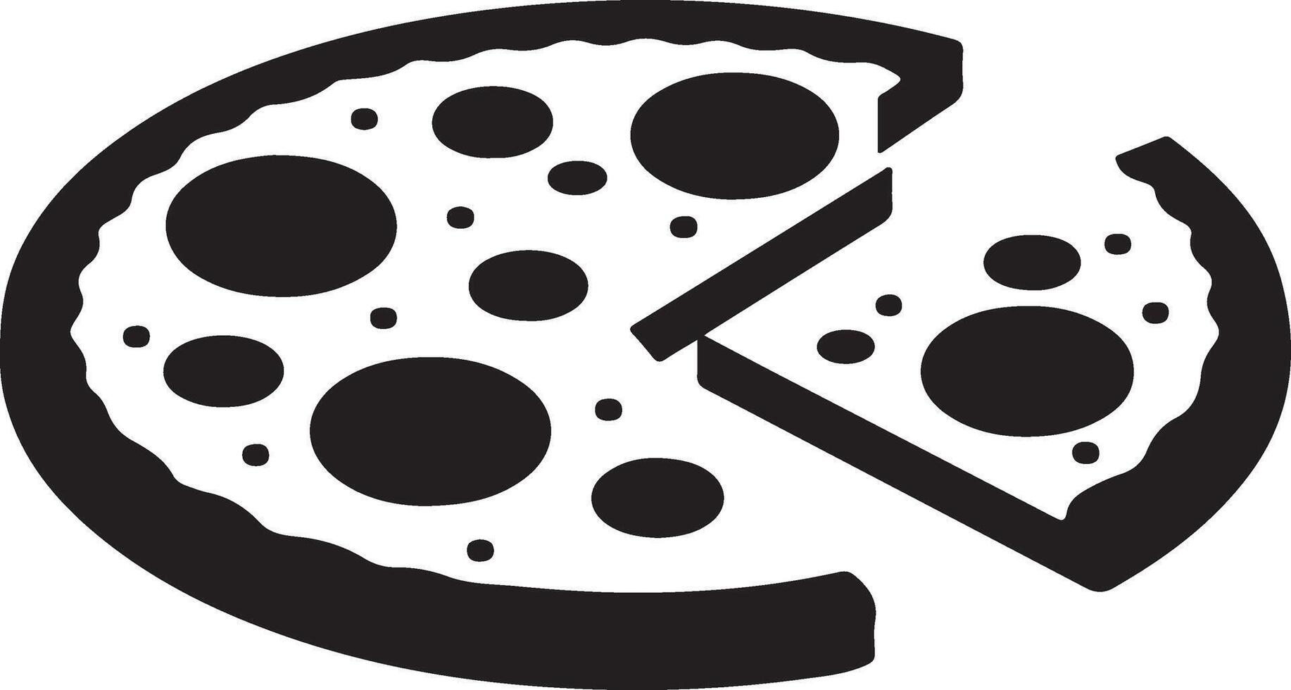 Traditional Pizza Logo in Flat Black and White Style, Isolated Illustration Art vector