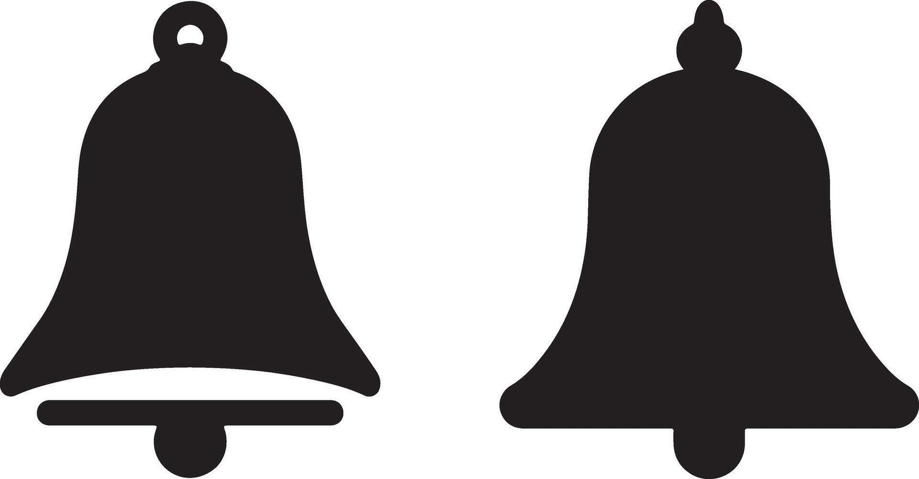 Collection of Hand Drawn Bell Clipart, Black Silhouettes on Clean White Background for Print and Web Use vector