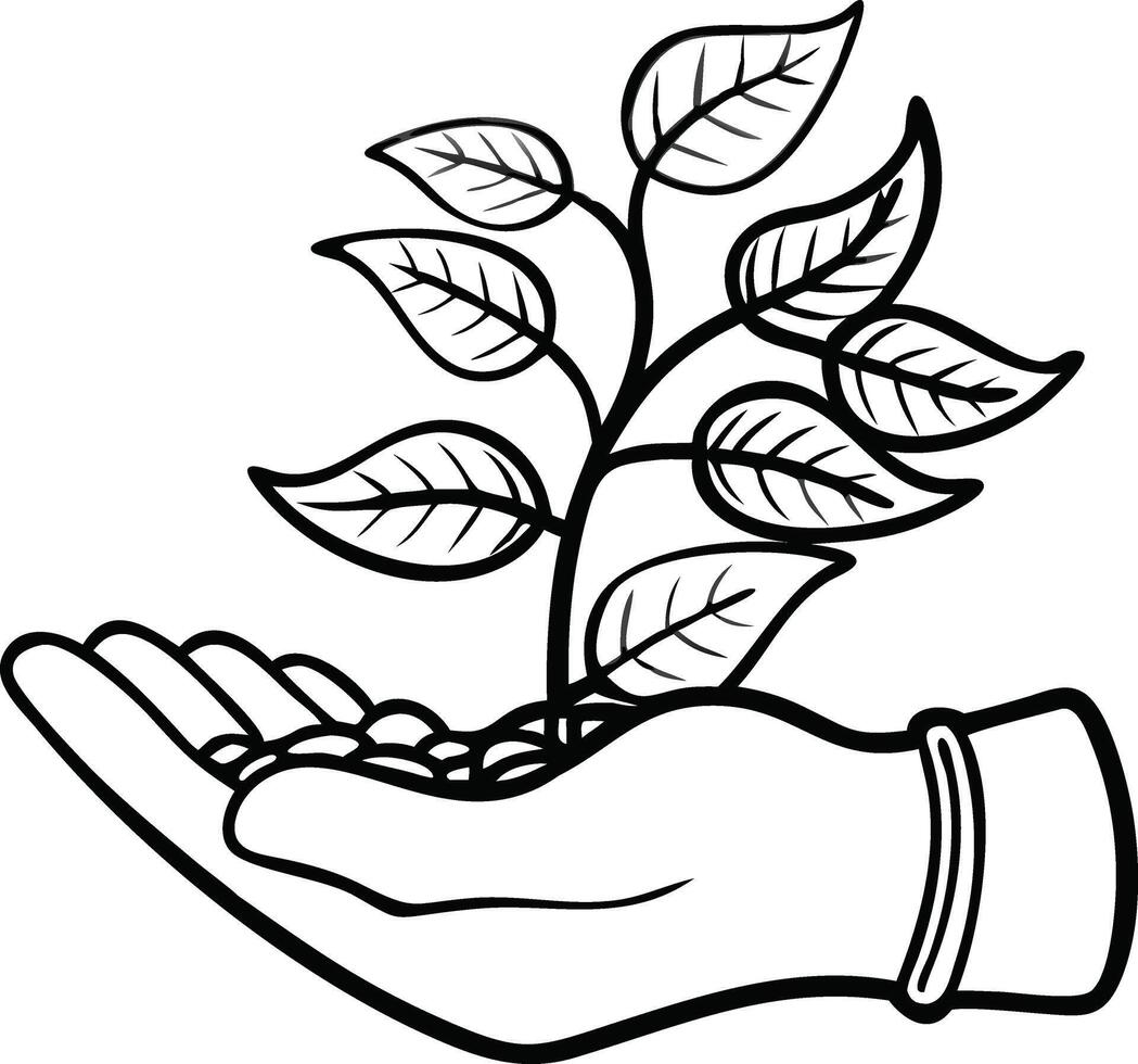 Hand Holding Plant design. vector