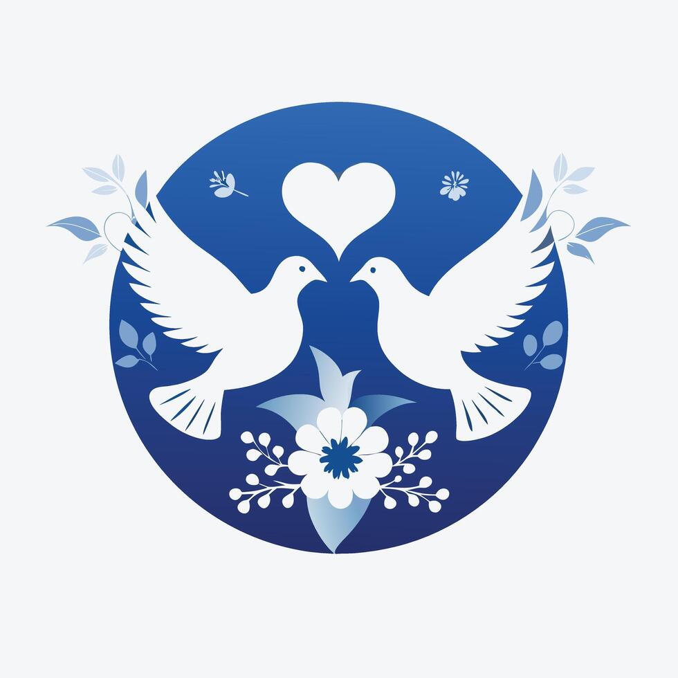 Dove Heart Symbol design. vector