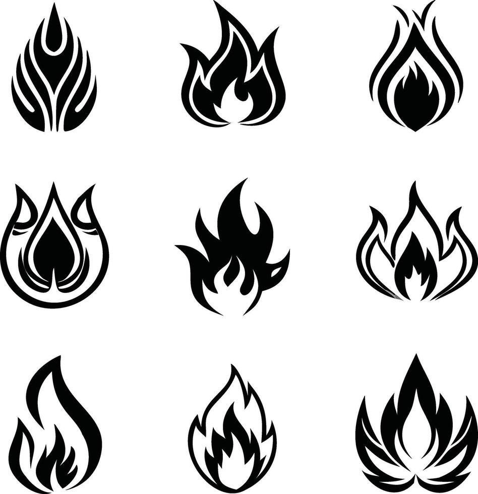 Fire Flame Icons set design. vector