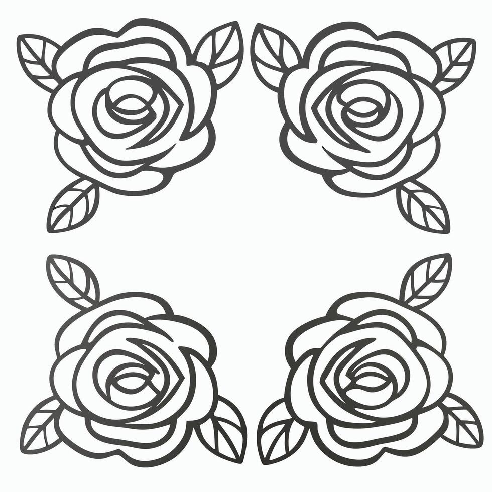 Garden Rose Flower Designs set. vector