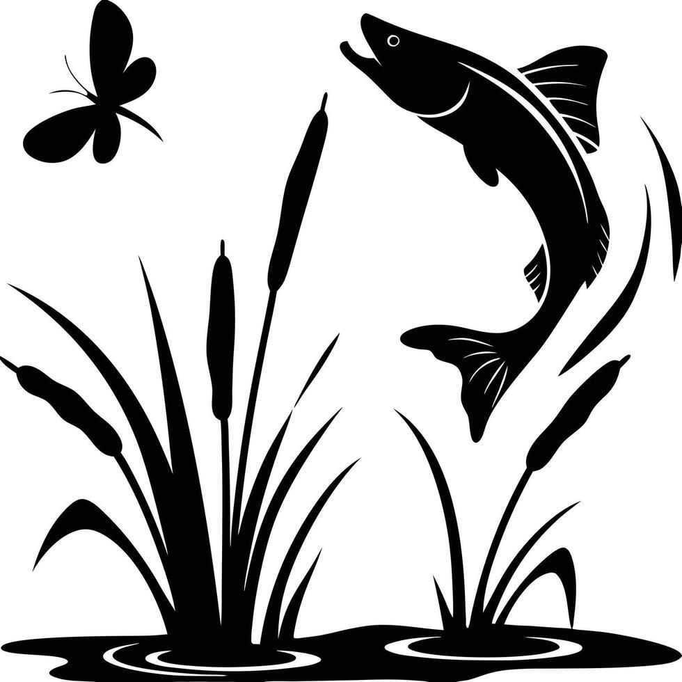 Jumping Fish Butterfly design. vector