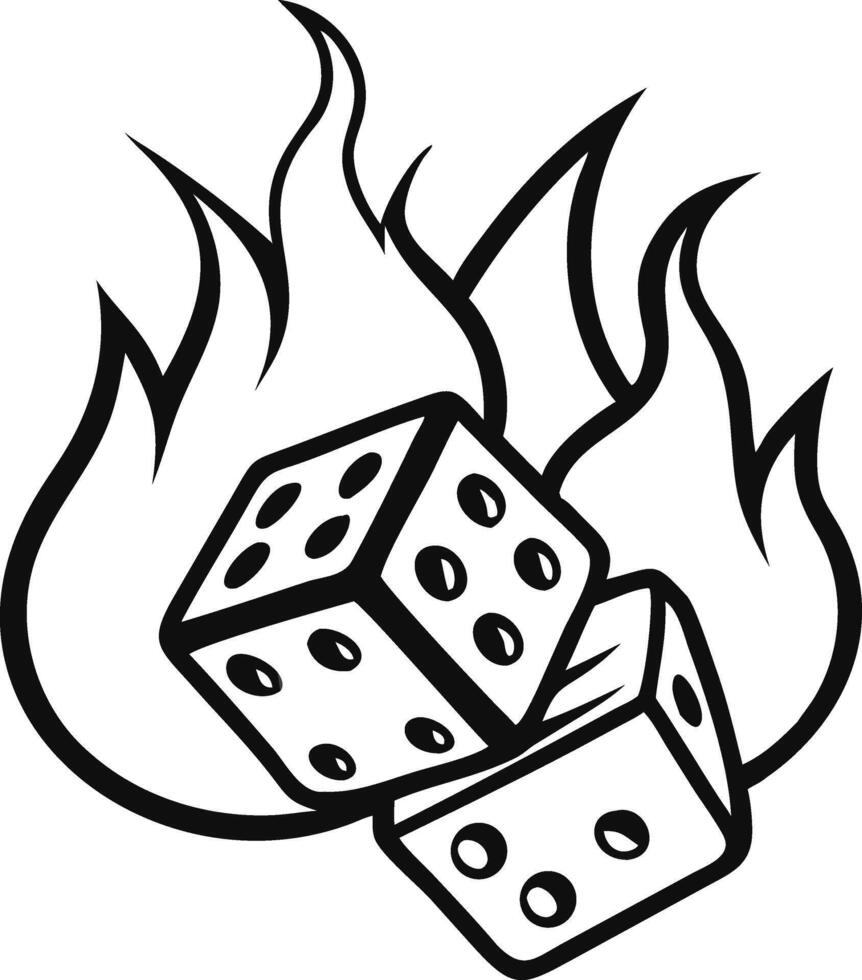 Dice and fire coloring pages vector