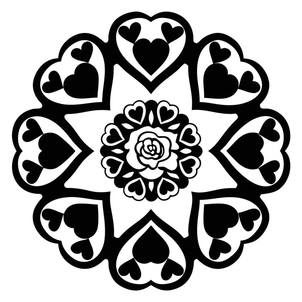 Heart Flower Mandala design. vector