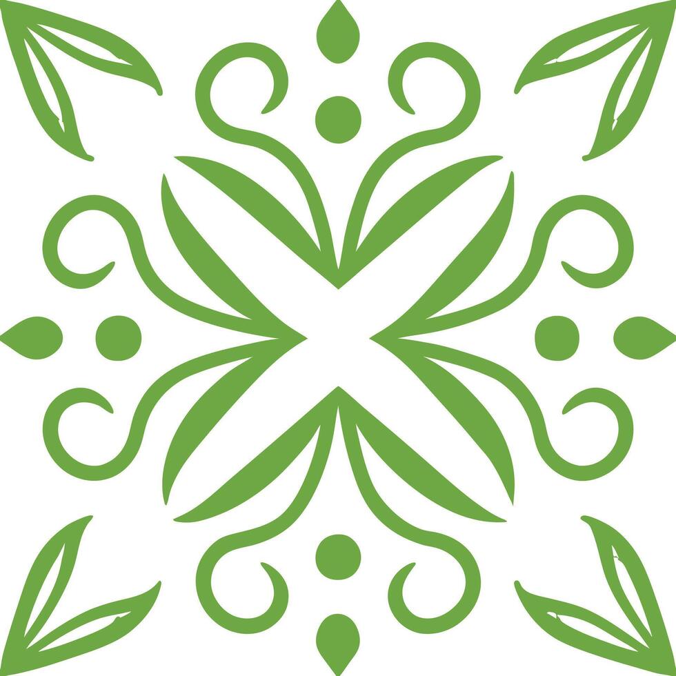 A green and white logo with a flower design vector
