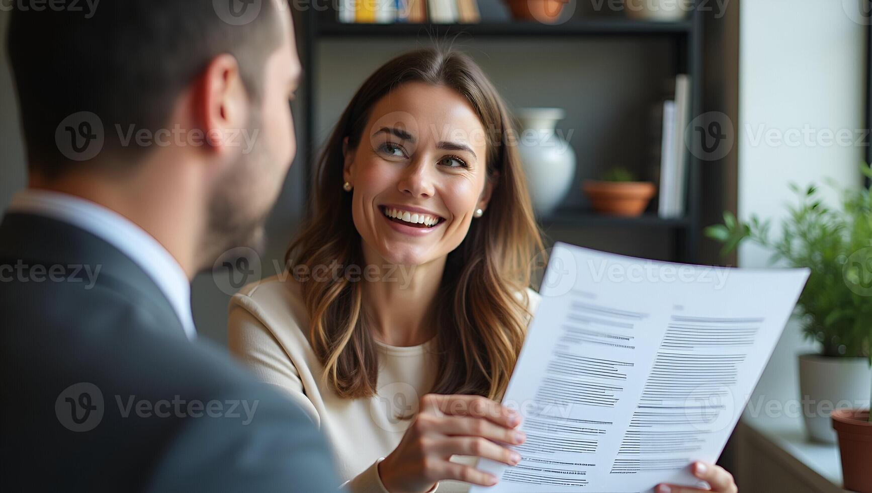 Smiling Mature HR Manager Guiding Job Interviews Professional Insights Dynamic Engagement in Corporate Settings Building Trust in Recruitment Advisory Contexts Realistic Set 2 photo