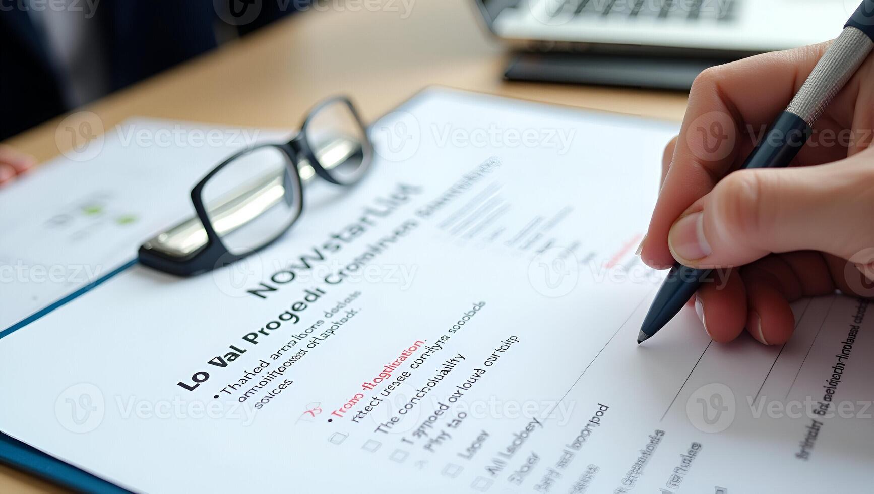Professional Review of Quality Certificates and Checklists Ensuring Compliance in Marketing Plans and Industry Standards with Standardization Certification in Photo Stock Concept Realistic Set 2