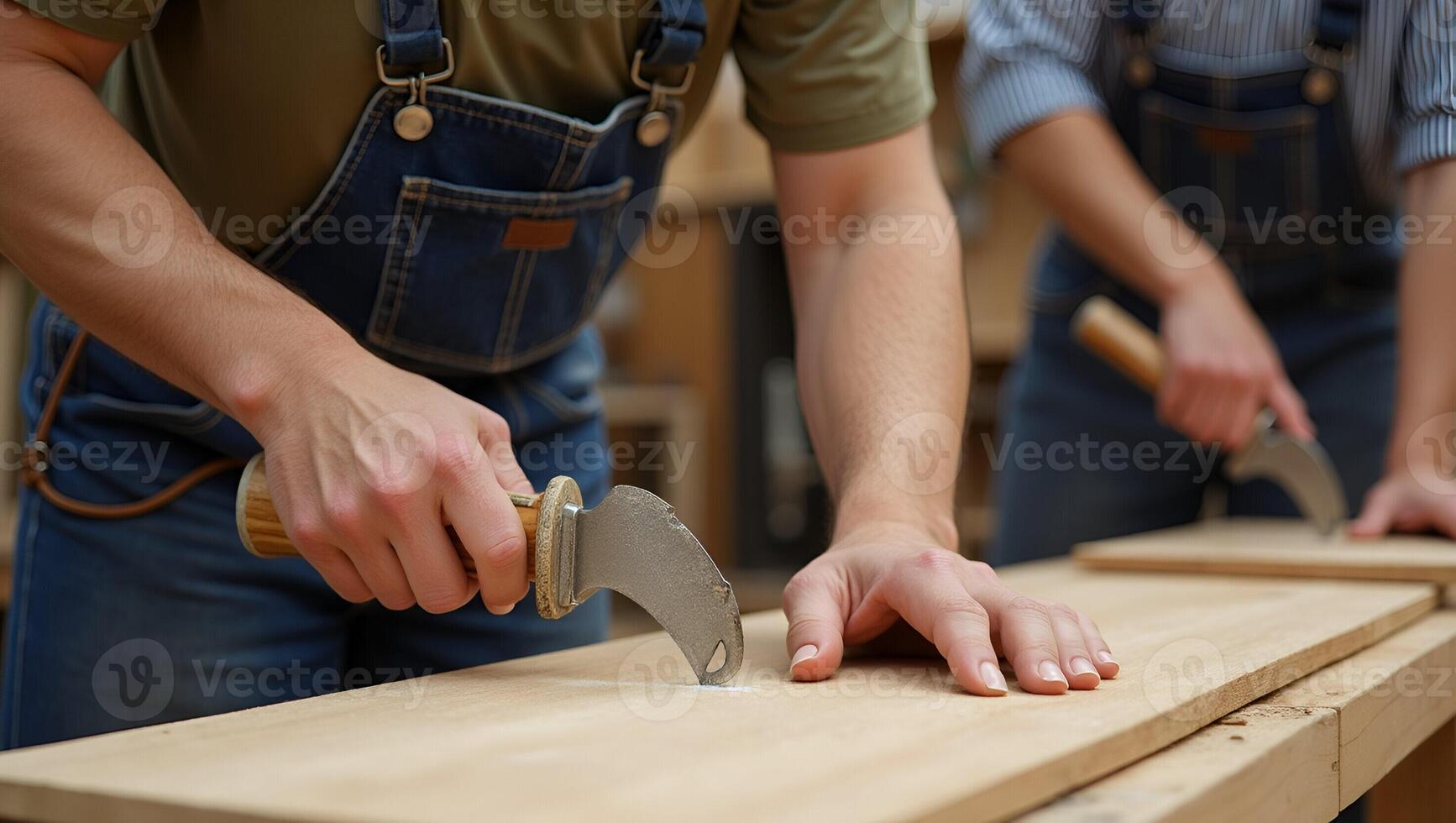 Flat Wooden carpenter craftman team with work tools for wood workshop business carpentry craftsman concept as Wooden carpenter craftsman team with work tools in wood workshop busi Realistic Set 2 photo