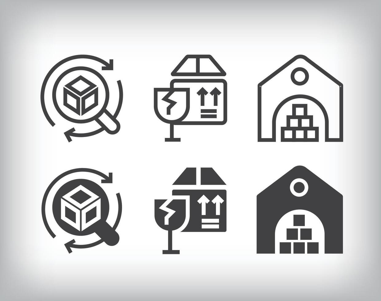 Breakage, storage and tracking design. Simple linear and flat delivery icon set. vector