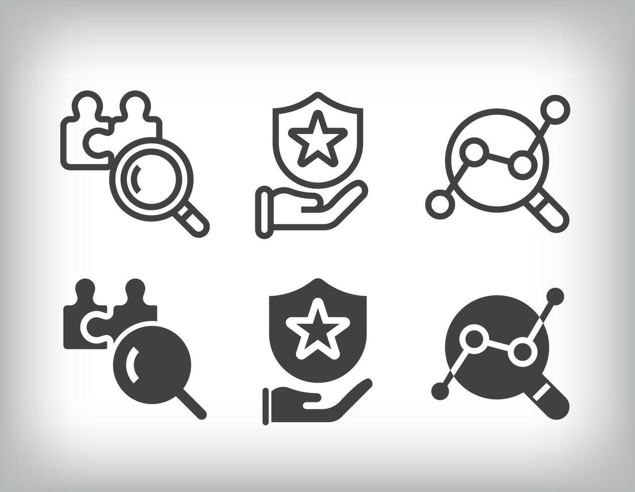 Data design on growth, spotlight and protection tracking icon set. vector