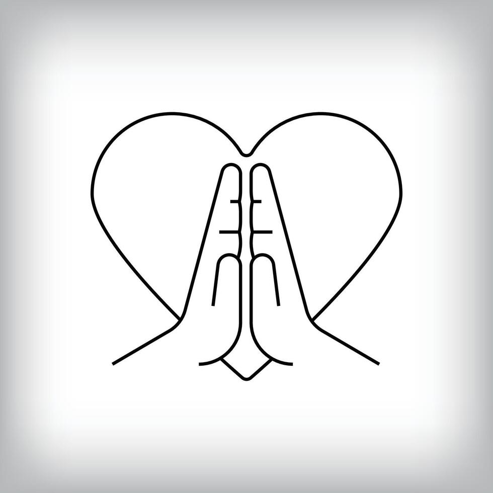 Modern linear heart and prayer design. vector